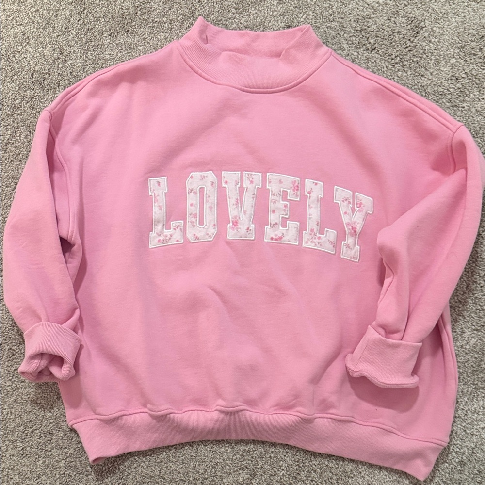 Lovely Pink Women's Mock Neck Sweatshirt XXL